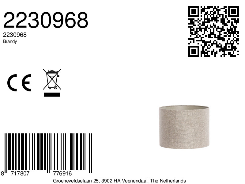 Abat-jour beige en forme de cylindre Light & Living Brandy – Image 7