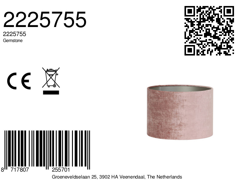 Abat-jour en velours rose ancien Light & Living Gemstone – Image 6