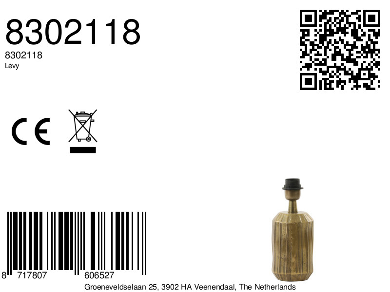 Pied de lampe doré en métal vintage Light & Living Levy – Image 2