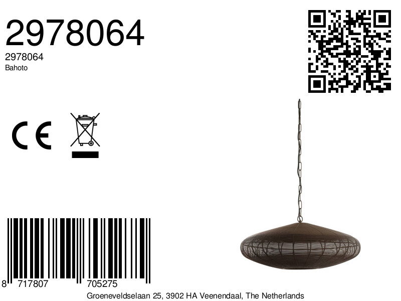 Suspension en bois tressé naturelle Light & Living Bahoto – Image 8