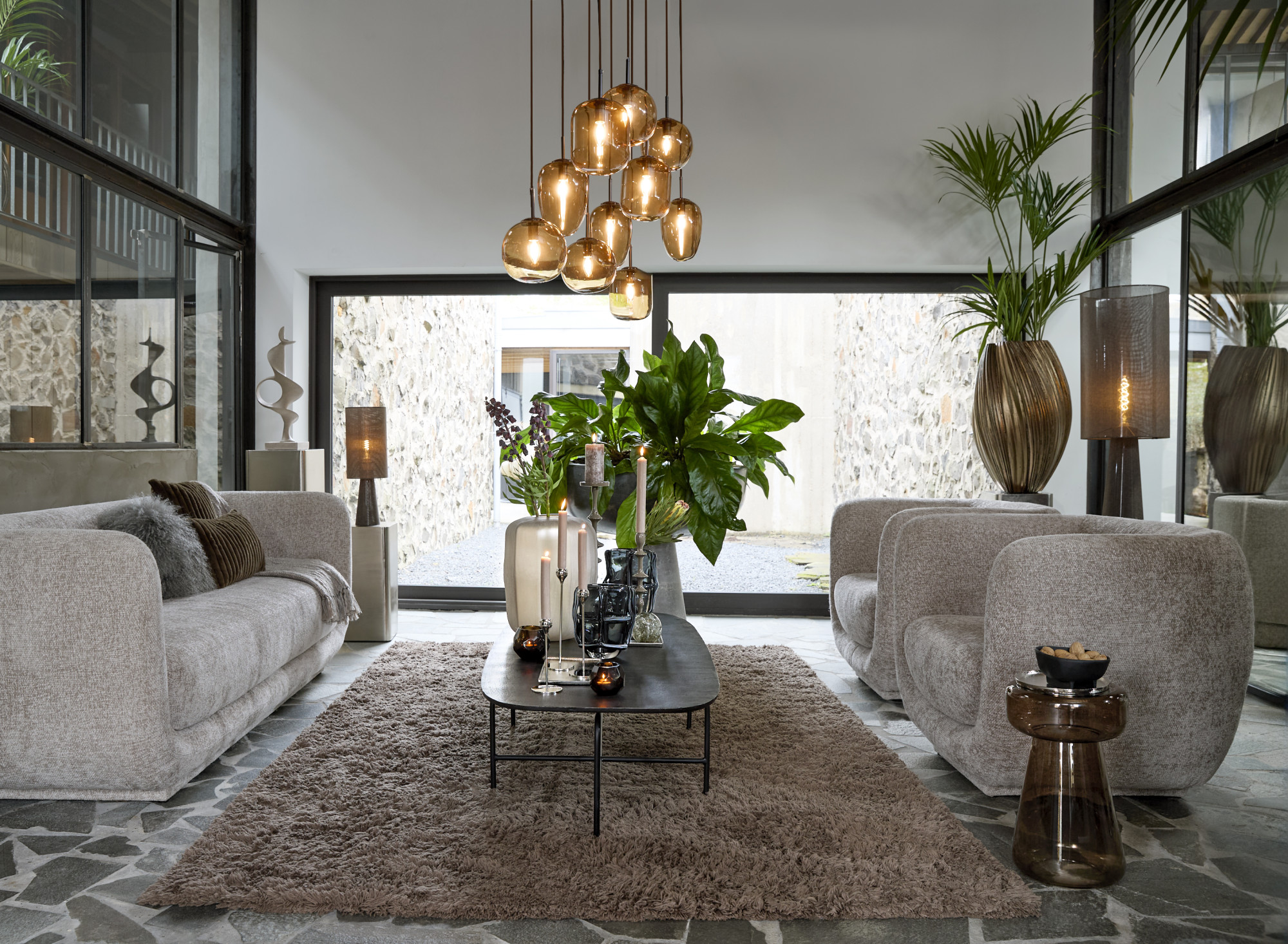 Suspension en verre couleur ambre Light & Living Mezza – Image 4