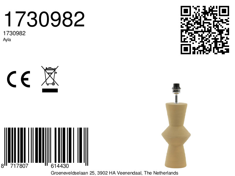 Pied de lampe élégant beige Light & Living Ayla – Image 9