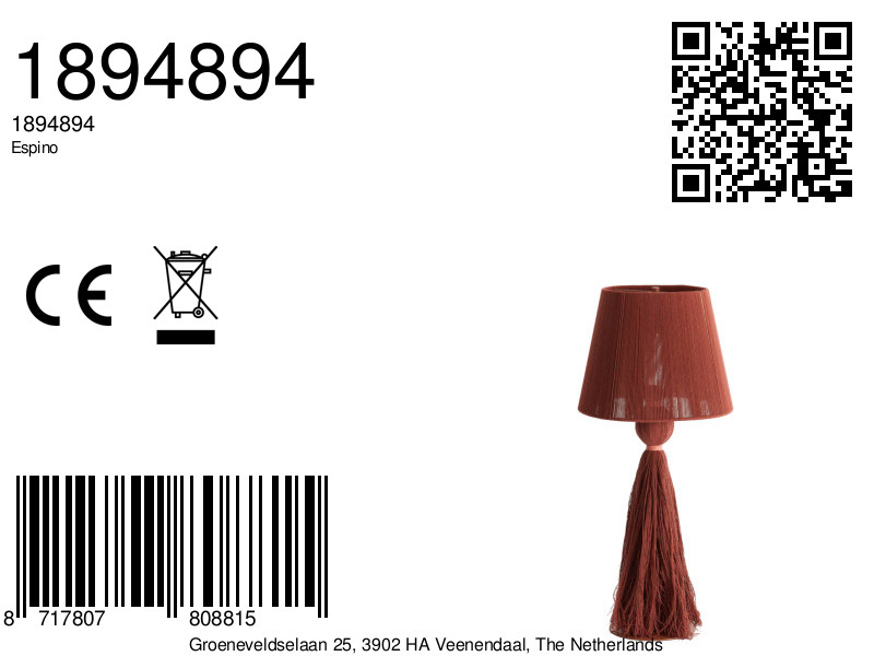 Lampadaire rouge en tissu Light & Living Espino – Image 6