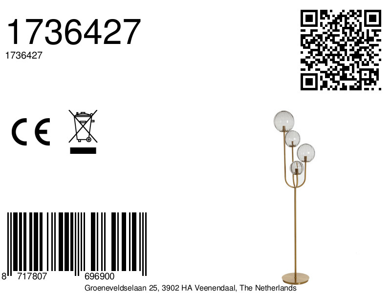 Lampe sur pied moderne avec des boules en verre Light & Living – Image 2