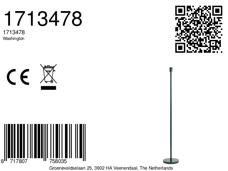 Pied de lampe long en métal vert Light & Living Washington – Image 7