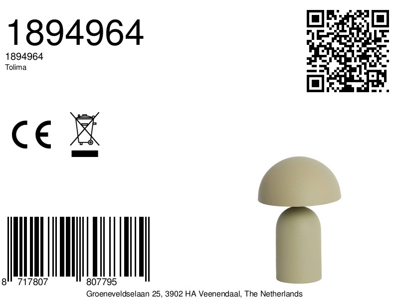 Lampe forme champignon en beige Light & Living Tolima – Image 5