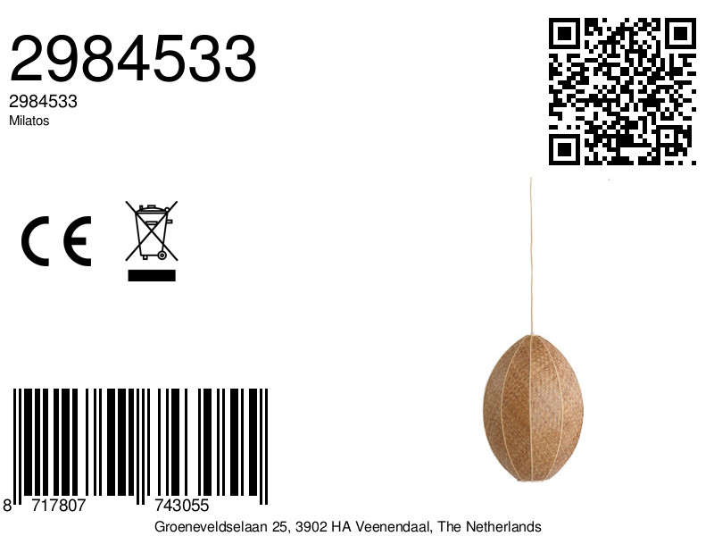 Suspension ovale en rotin à structure ouverte Light & Living Milatos – Image 7