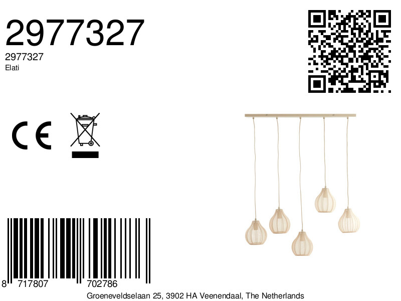 Suspension à cinq lumières tons neutres Light & Living Elati – Image 8