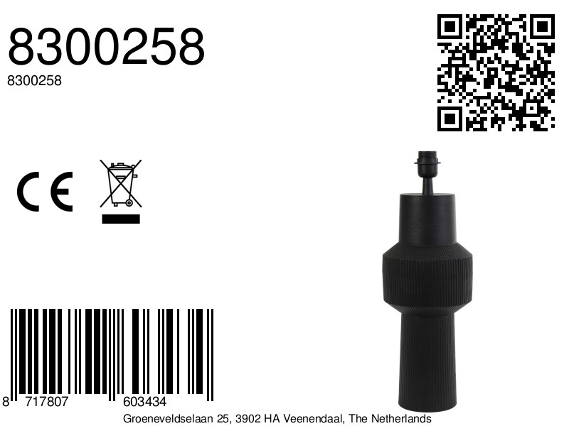 Socle de lampe noir en forme cylindrique Light & Living – Image 2