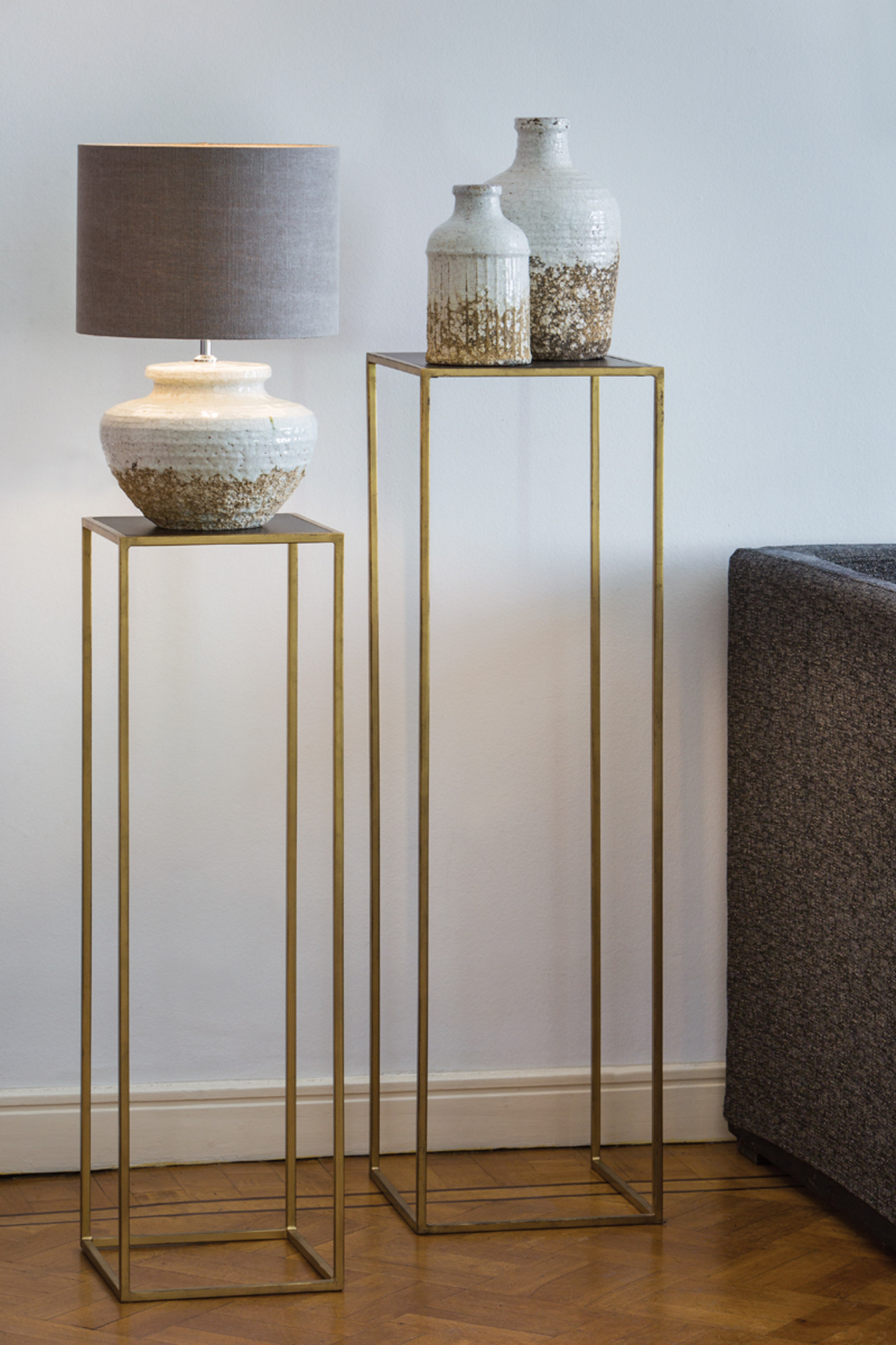 Abat-jour beige en forme cylindrique Light & Living Dark Linen – Image 3