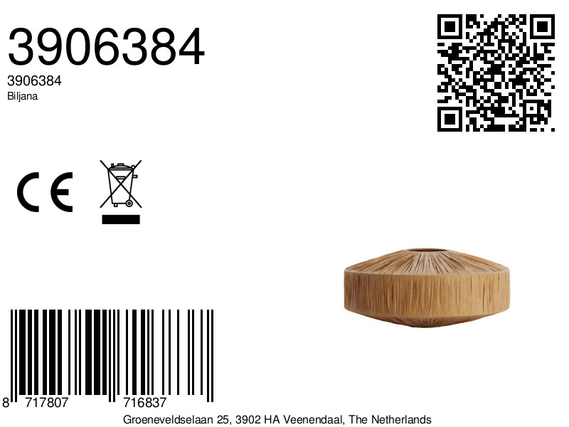 Abat-jour en paille couleur beige Light & Living Biljana – Image 7