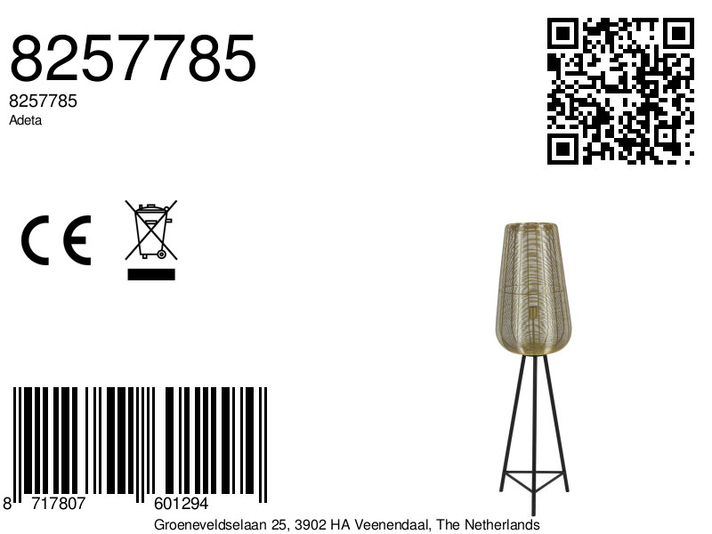 Lampadaire en fil doré avec support Light & Living Adeta – Image 9