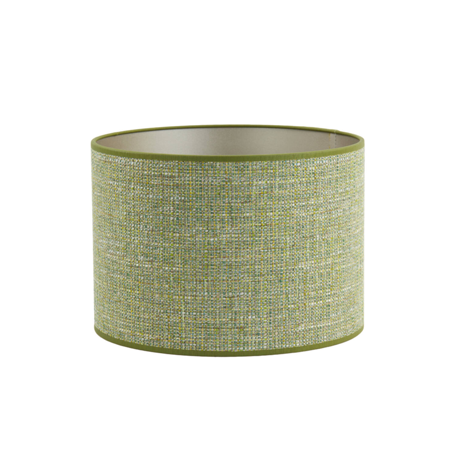 Abat-jour en tissu vert en forme cylindrique Light & Living Tweed