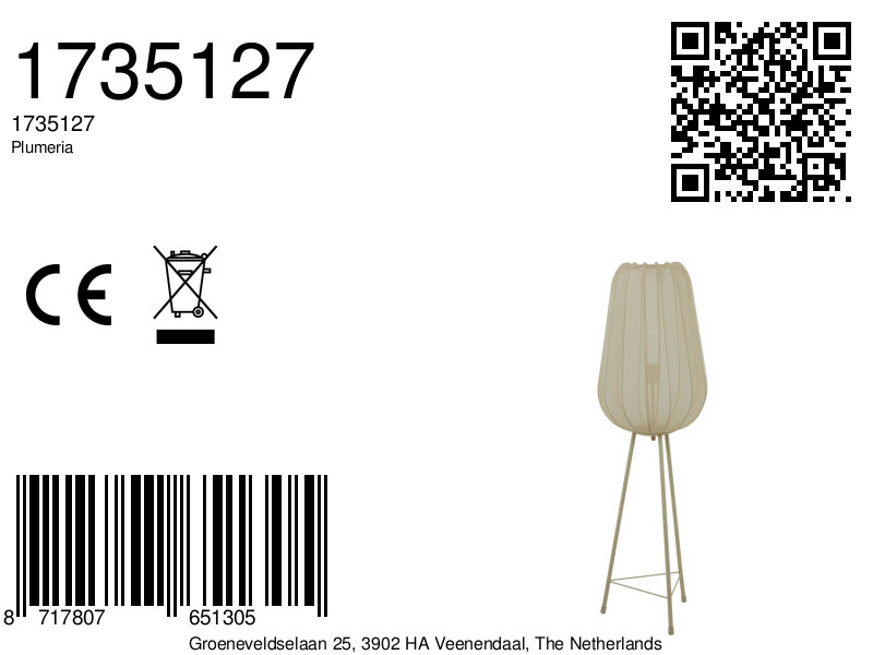 Lampadaire beige sur trépied Light & Living Plumeria – Image 9