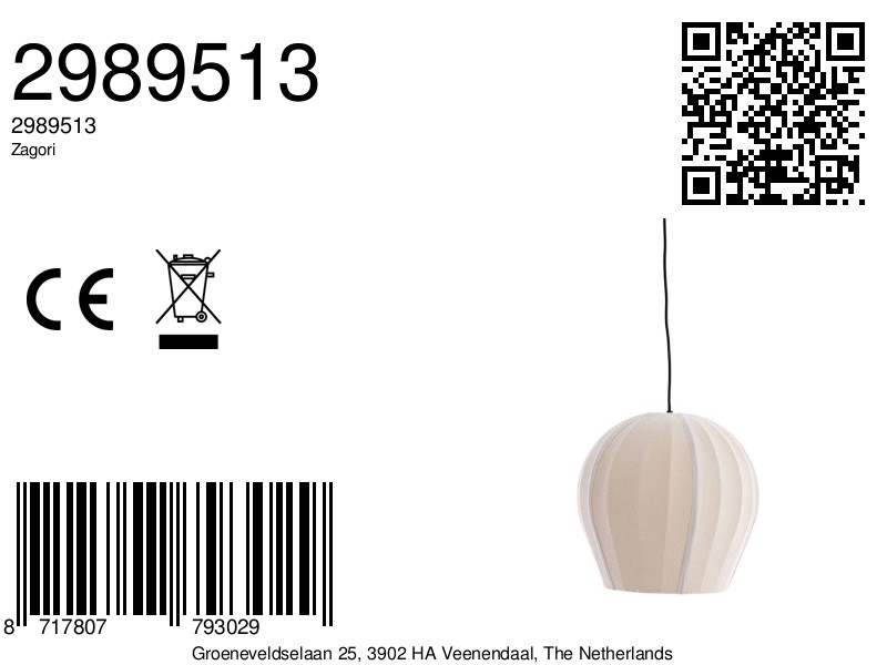 Suspension en tissu couleur sable pour une ambiance douce Light & Living Zagori – Image 6