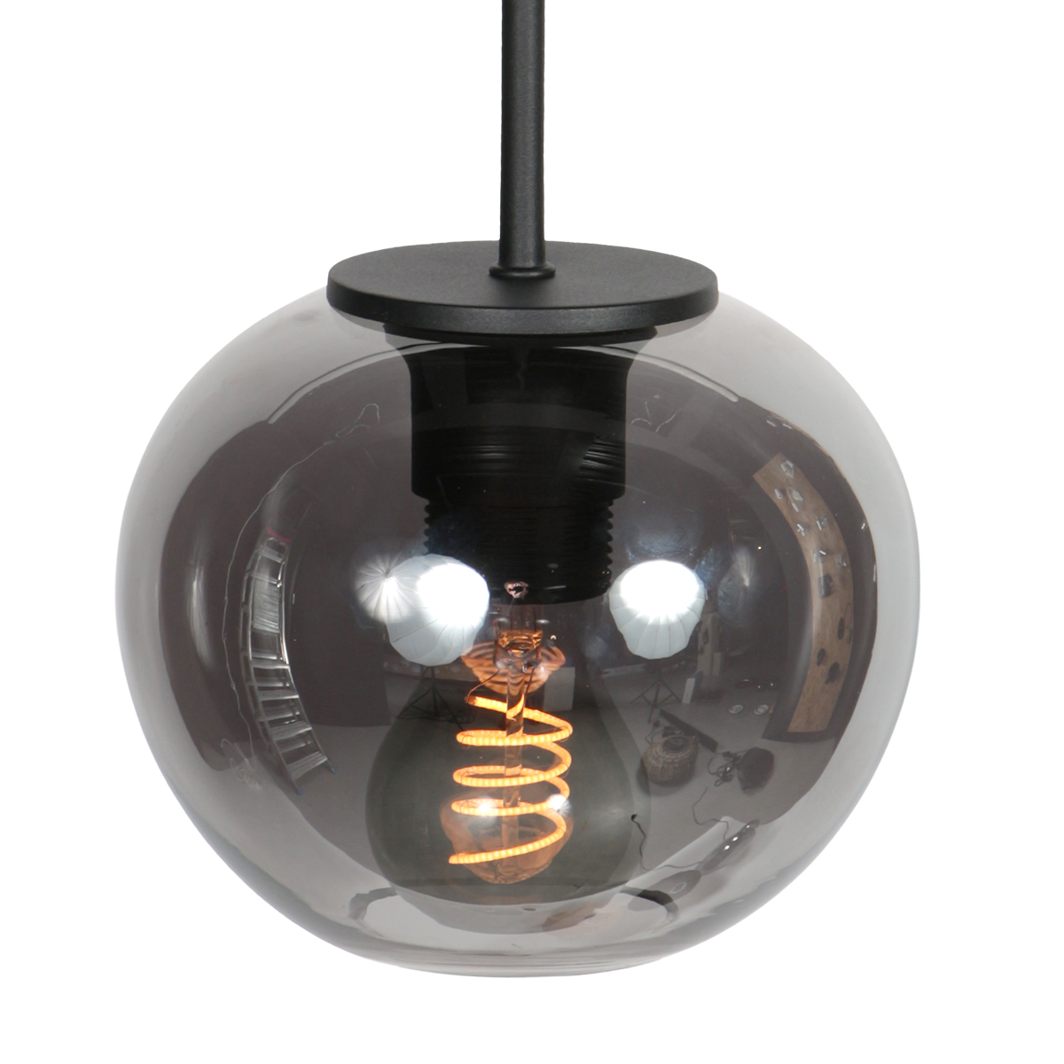 Suspension moderne noire en verre fumé Mexlite HaloSwap – Image 4
