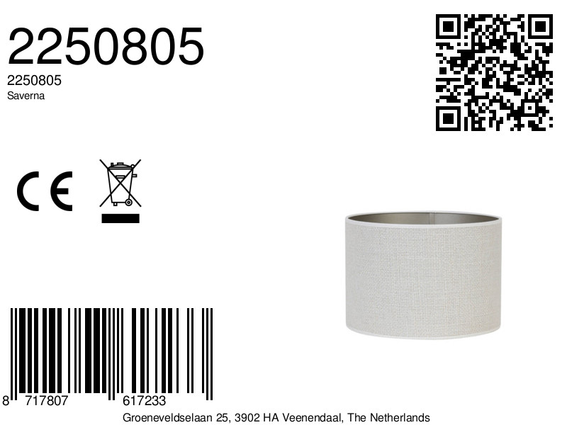 Abat-jour en tissu blanc en forme cylindrique Light & Living Saverna – Image 6