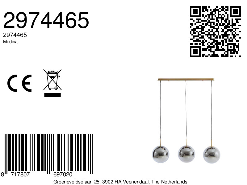 Suspension sphérique argentée Light & Living Medina – Image 8