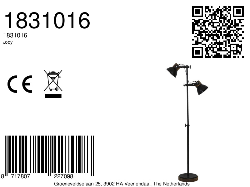 Lampe sur pied industrielle noire Light & Living Jody – Image 9