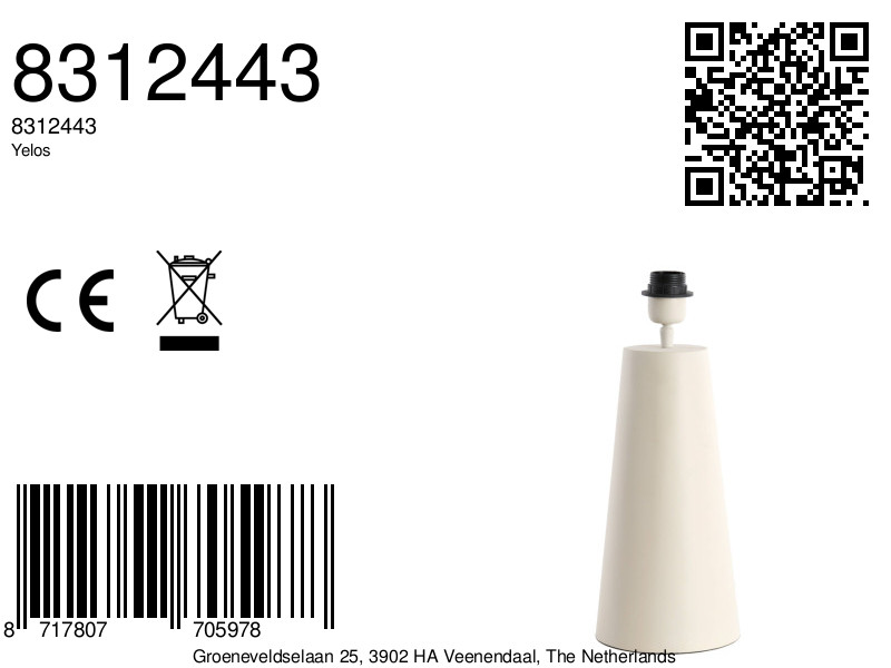 Lampe de table cylindrique blanche Light & Living Yelos – Image 8