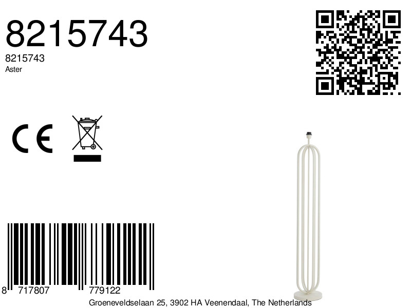 Piedestal de lampe en métal moderne blanche Light & Living Aster – Image 7