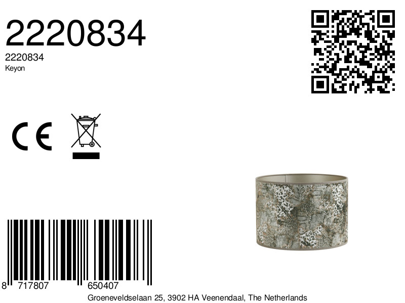 Abat-jour imprimé animal en forme cylindrique Light & Living Keyon – Image 9