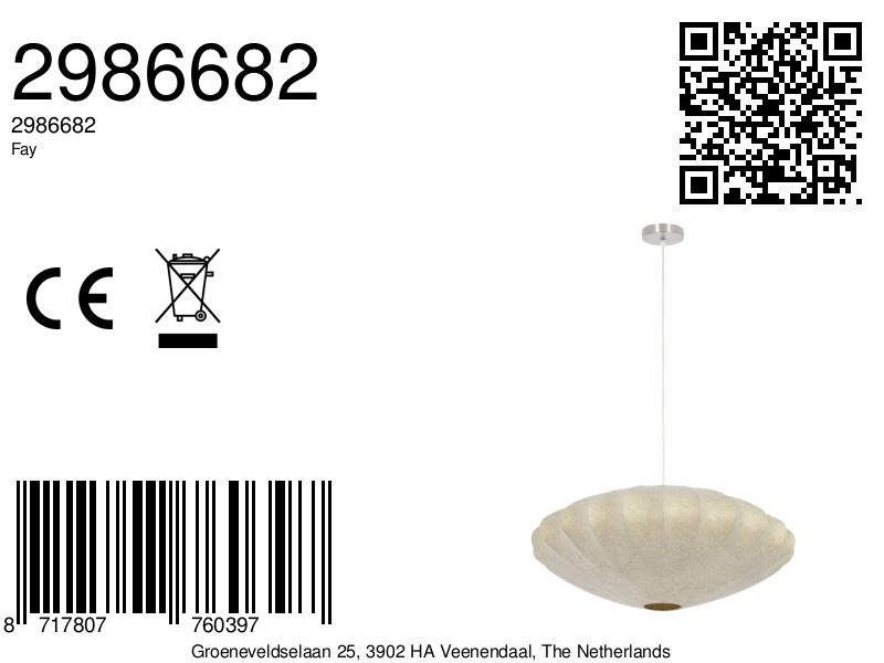 Suspension beige avec abat-jour textile Light & Living Fay – Image 8