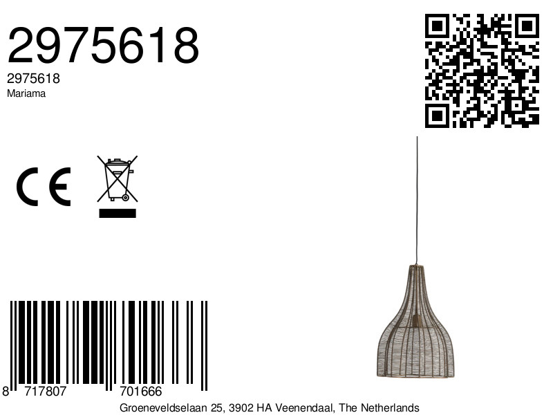 Suspension industrielle en fil métallique Light & Living Mariama – Image 9