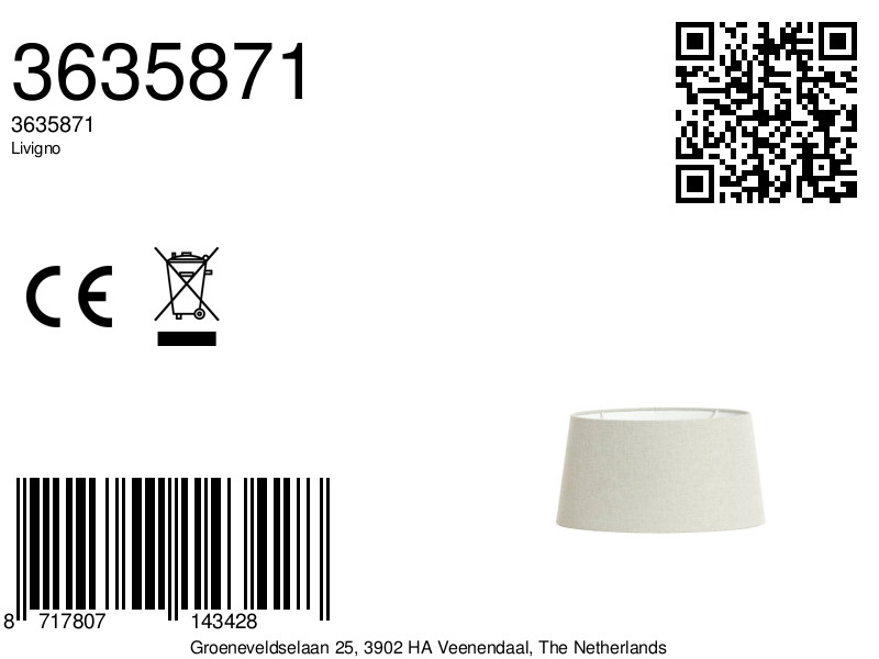 Abat-jour en tissu beige de haute qualité Light & Living Livigno – Image 8