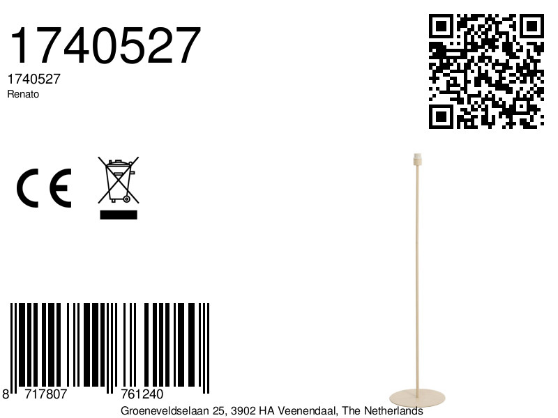 Lampadaire minimaliste beige Light & Living Renato – Image 7