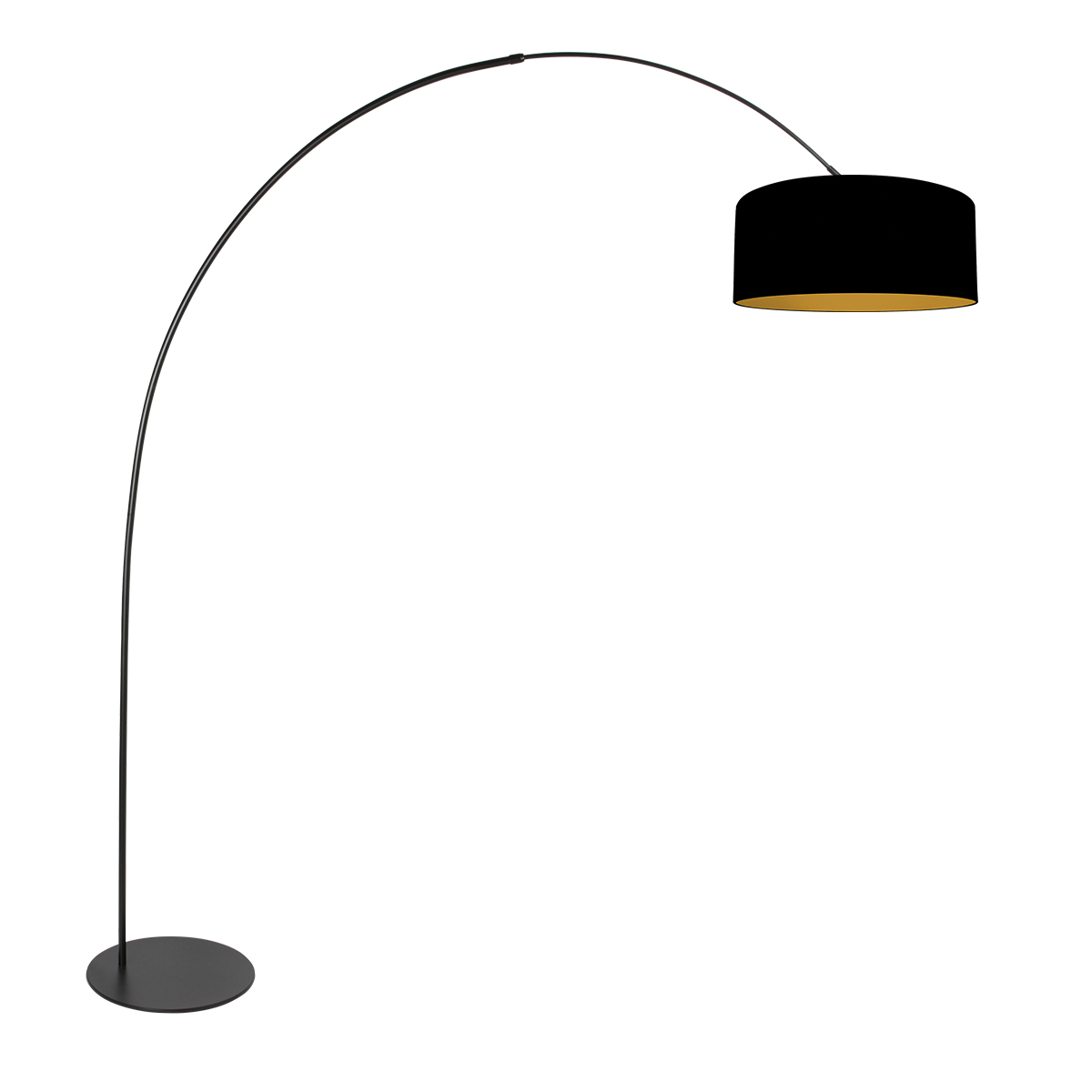 Lampadaire courbé noir avec abat-jour noir Anne Lighting Curve