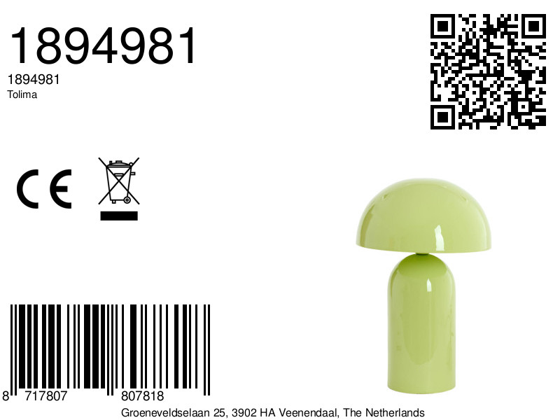 Lampe de table verte en forme de champignon Light & Living Tolima – Image 5