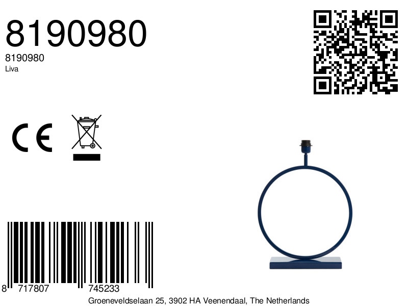 Socle de lampe ronde bleue Light & Living Liva – Image 8