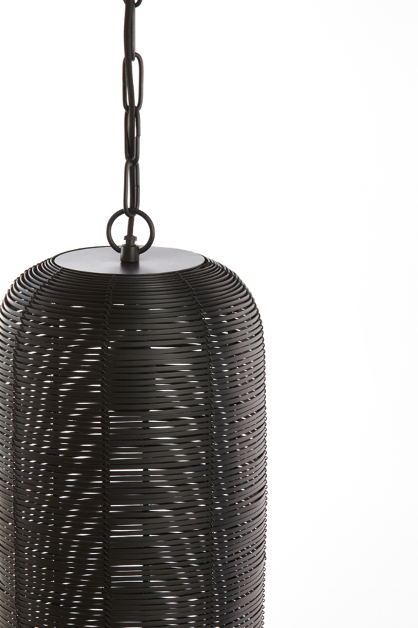 Suspension noire en rotin avec tressage naturel Light & Living Tomek – Image 3