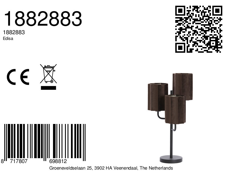 Lampe de table géométrique 3 lumières avec abat-jours Light & Living Edisa – Image 8