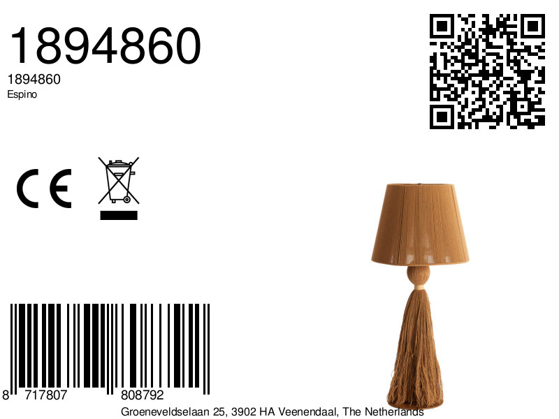 Lampe en tissu avec franges Light & Living Espino – Image 6