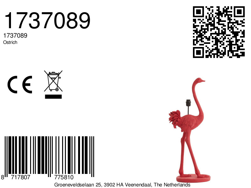 Pied de lampe autruche rose Light & Living Ostrich – Image 9