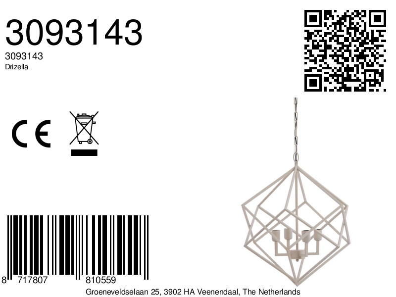 Suspension géométrique blanche moderne Light & Living Drizella – Image 7