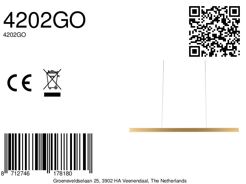 Suspension design dorée avec éclairage haut et bas Mexlite BrightLine – Image 10