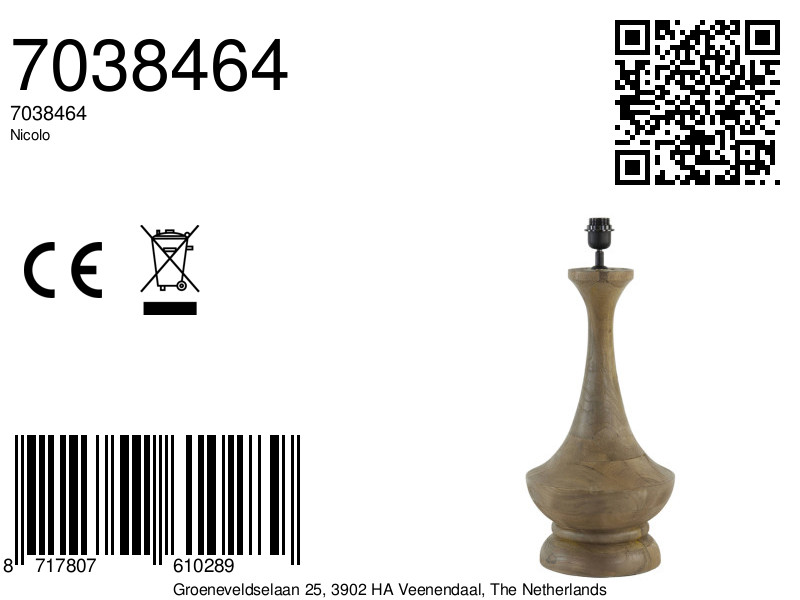 Piedestal de lampe en bois design fluide Light & Living Nicolo – Image 2