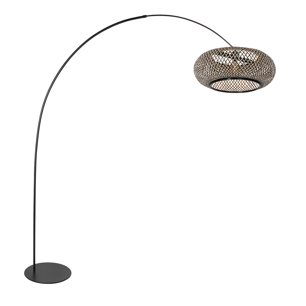 Lampadaire noir avec abat-jour naturel Anne Lighting Curve