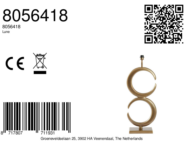 Socle de lampe décoratif en bronze Light & Living Lune – Image 7