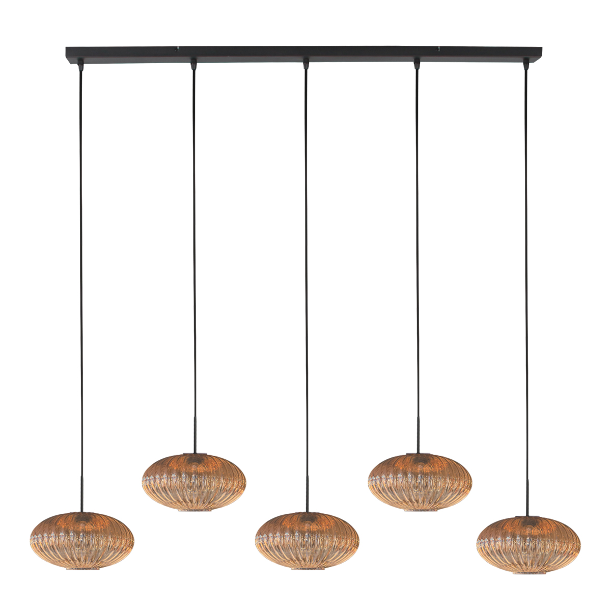 Suspension élégante avec 5 verres ambrés striés Mexlite HaloSwap – Image 2