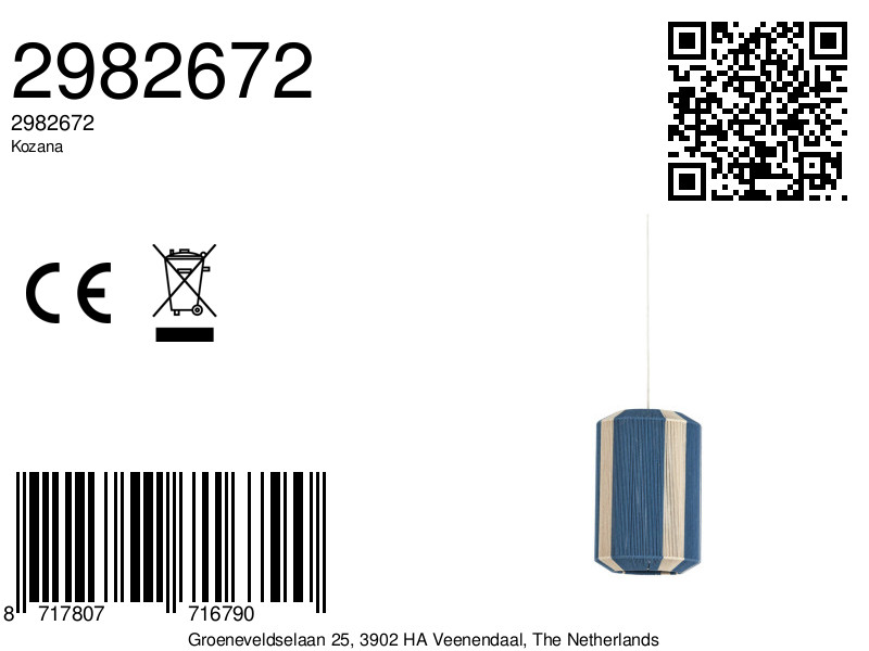 Suspension rayée bleu et blanc Light & Living Kozana – Image 9