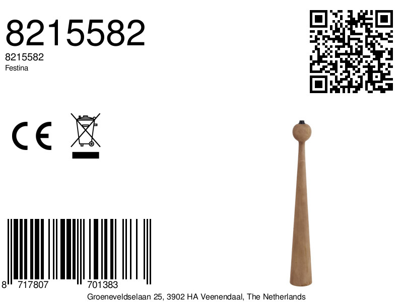 Piedestal de lampe en bois de forme élancée Light & Living Festina – Image 6