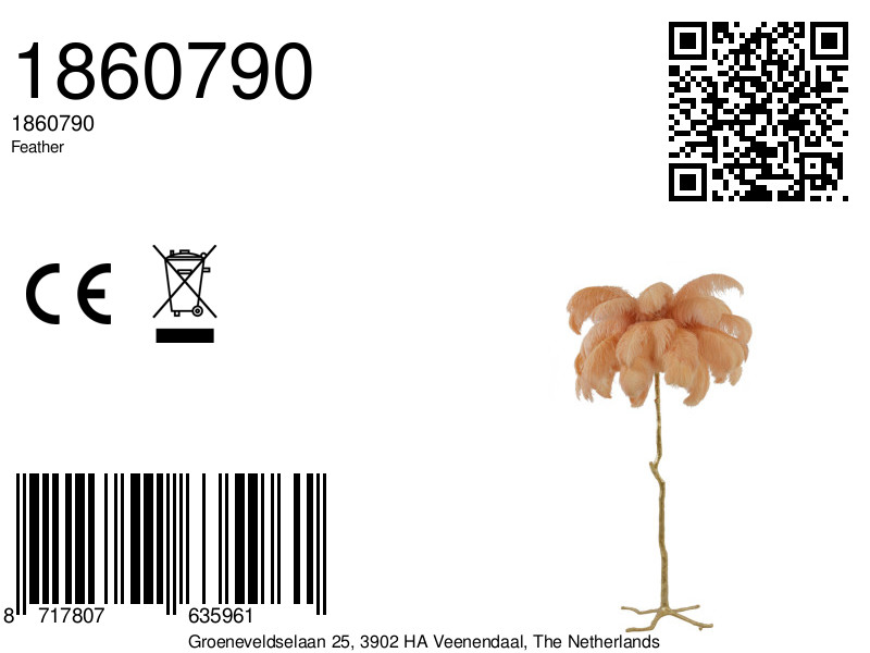 Lampadaire rose design à plumes Light & Living Feather – Image 6