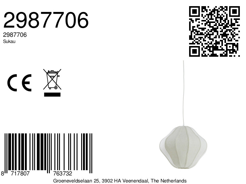 Suspension ovale en tissu beige Light & Living Sukau – Image 7