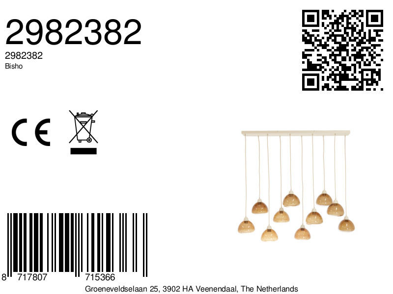 Suspension dorée avec dômes en verre Light & Living Bisho – Image 8