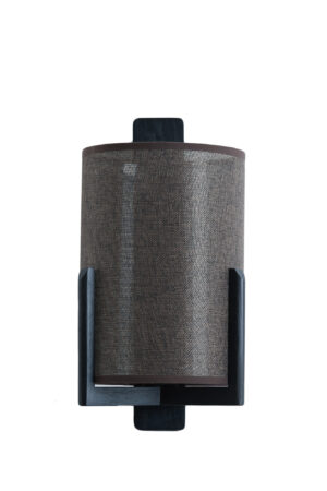 Alternative view of Abat-jour cylindrique marron en tissu Light & Living Litto