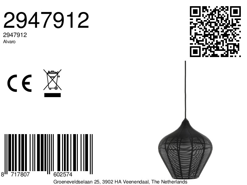 Suspension contemporaine noire en fil Light & Living Alvaro – Image 9